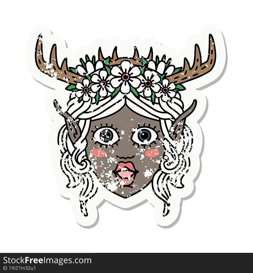 Elf Druid Character Face Illustration