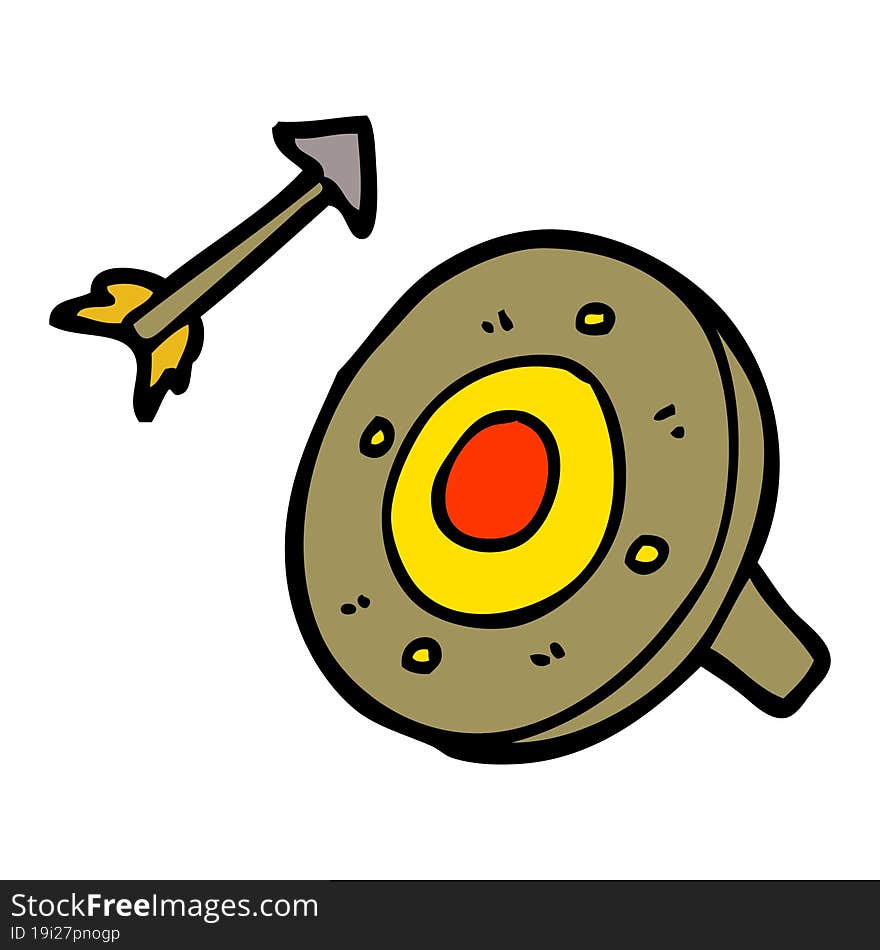 cartoon doodle shield and arrow