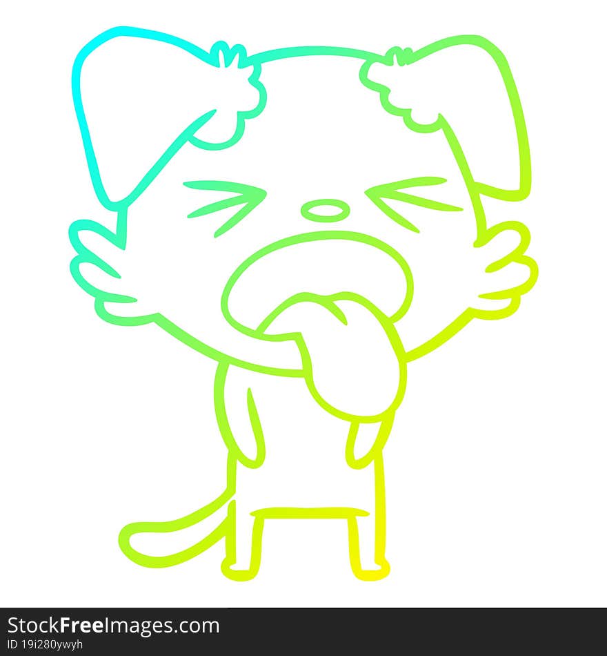 Cold Gradient Line Drawing Cartoon Disgusted Dog