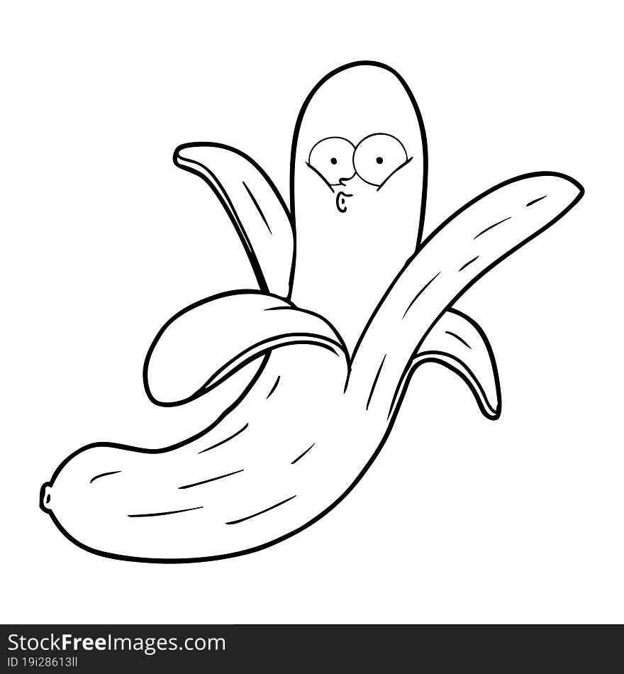 cartoon banana with face. cartoon banana with face