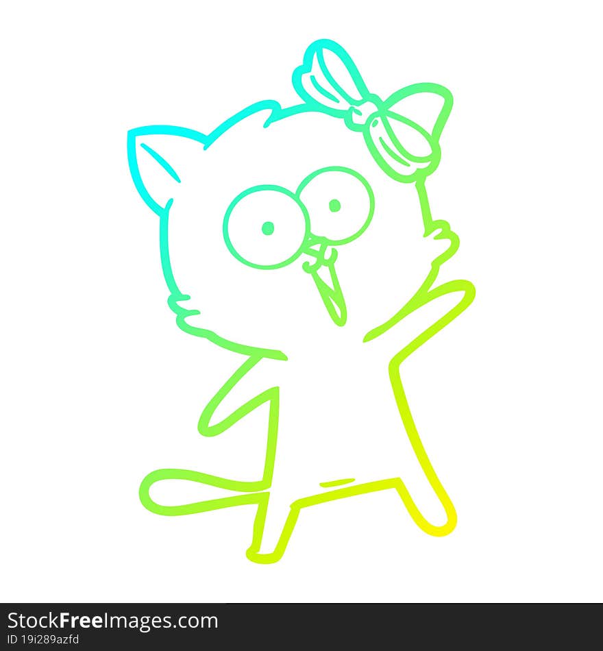 cold gradient line drawing cartoon cat