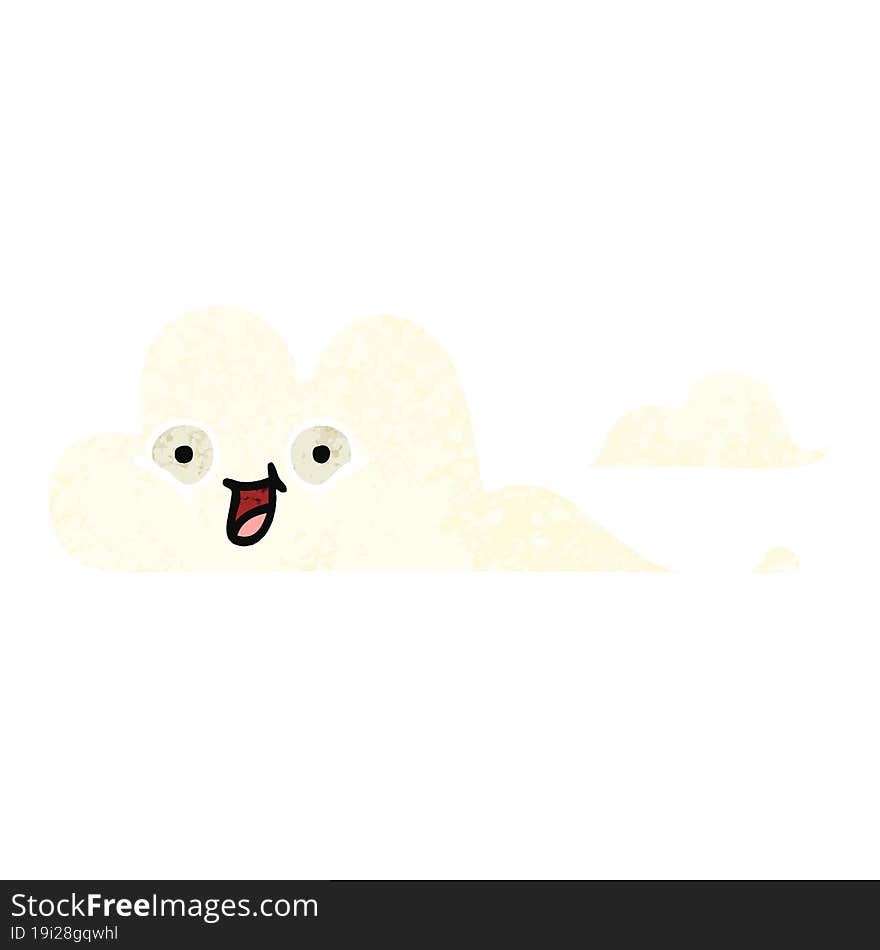 Retro Illustration Style Cartoon Happy Cloud