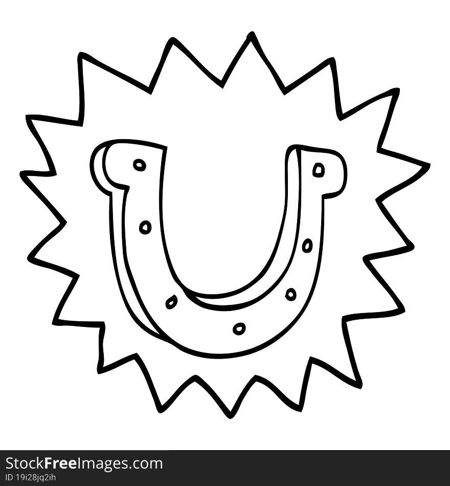 line drawing cartoon crazy lucky horseshoe symbol