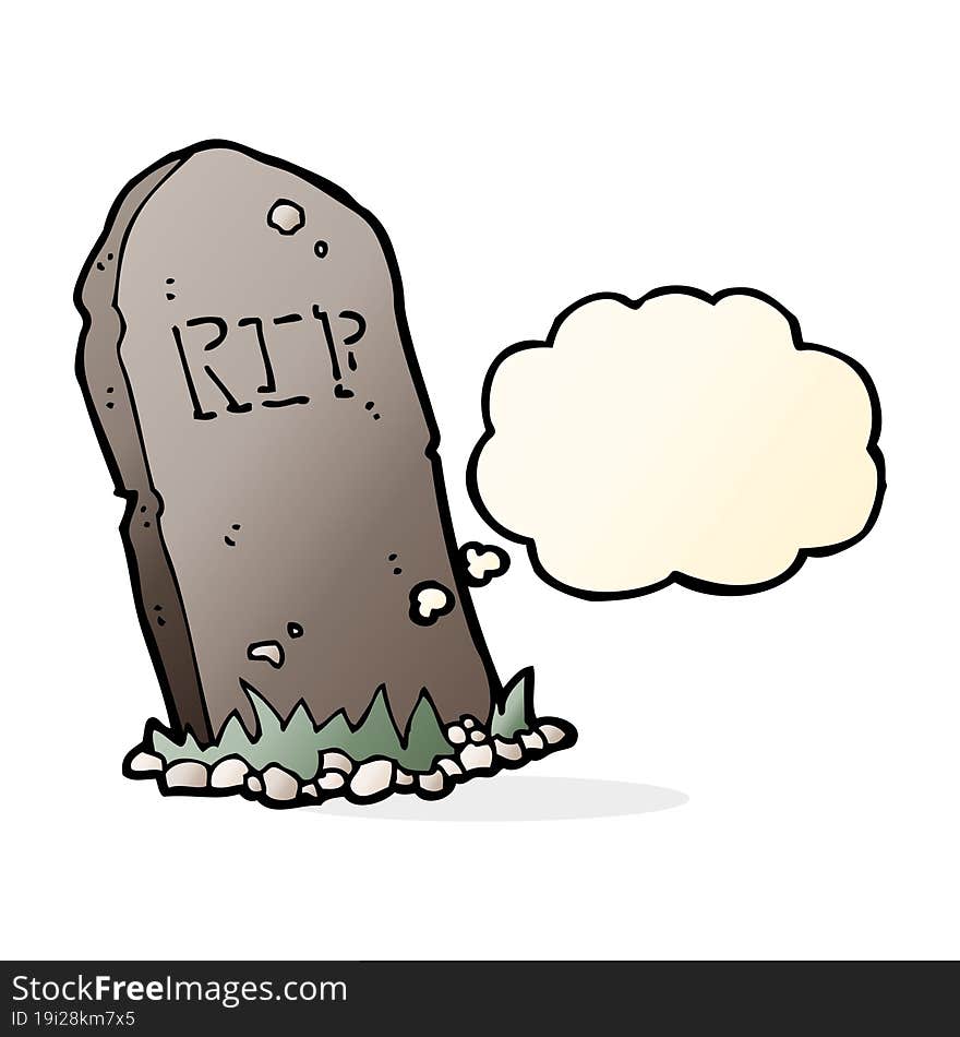 cartoon spooky grave with thought bubble