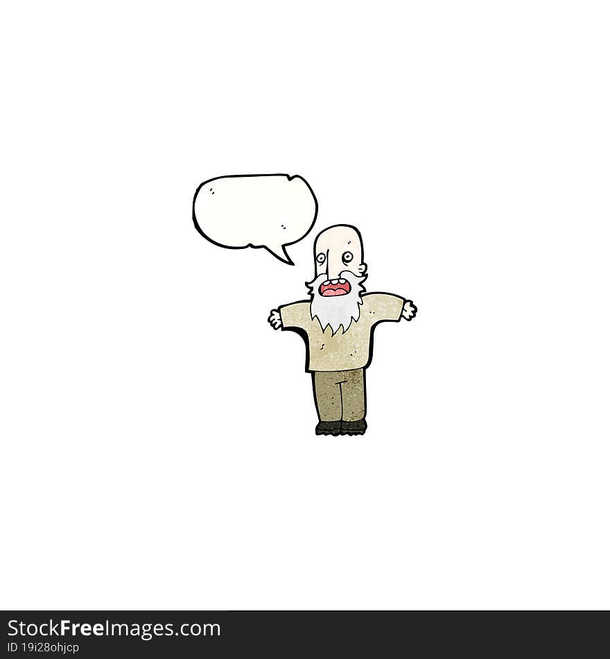 Cartoon Old Man With Speech Bubble