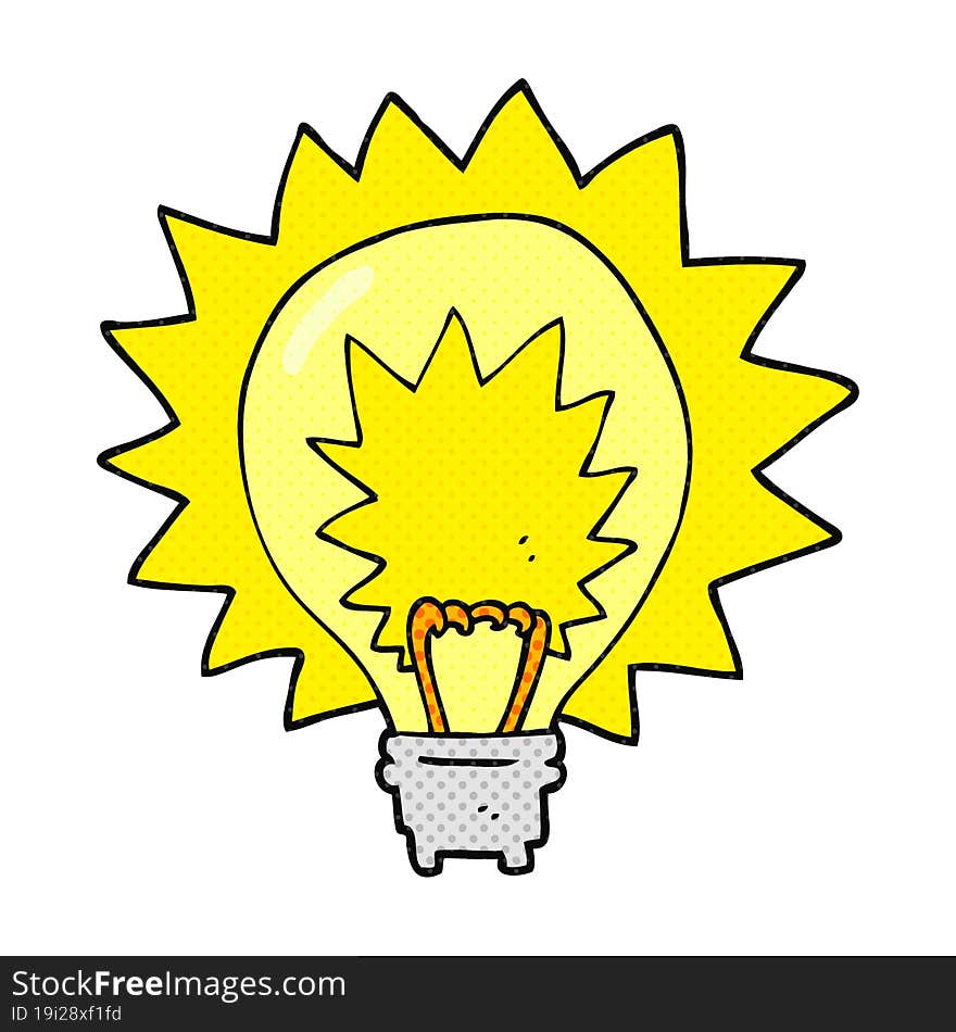 freehand drawn cartoon light bulb shining