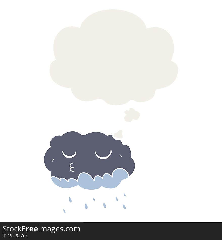 cartoon rain cloud and thought bubble in retro style