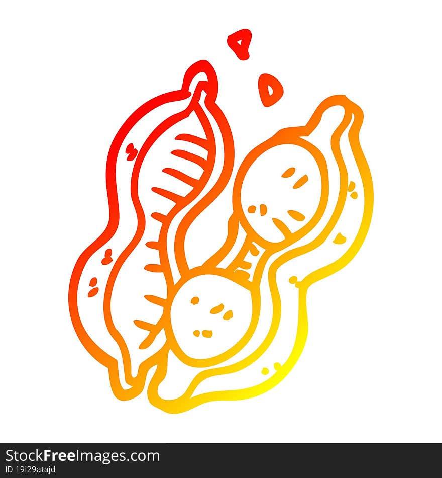 warm gradient line drawing of a cartoon peas in pod