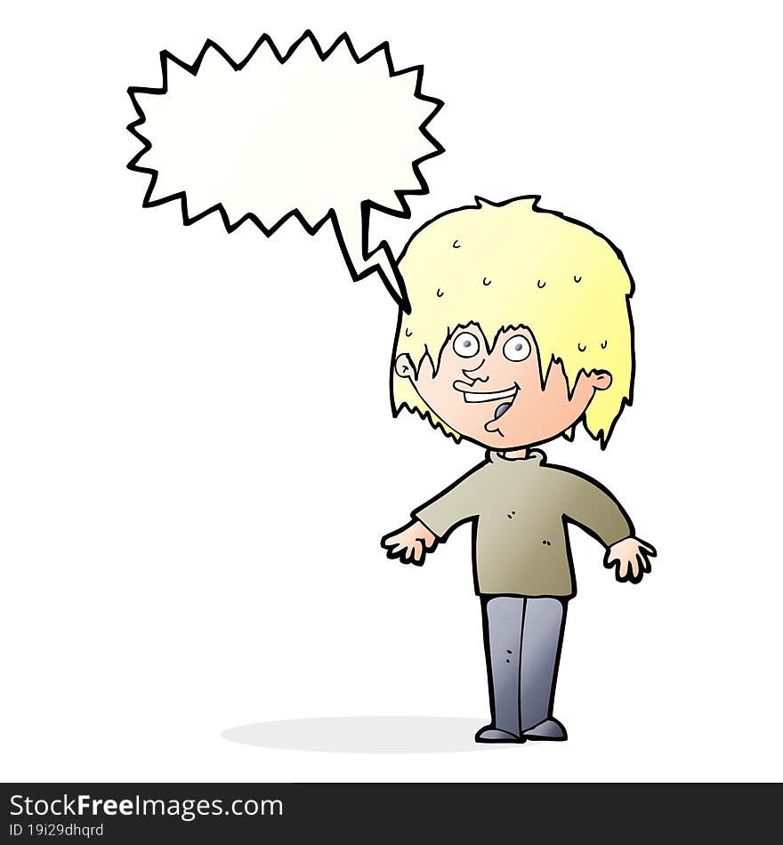 cartoon excited man with speech bubble