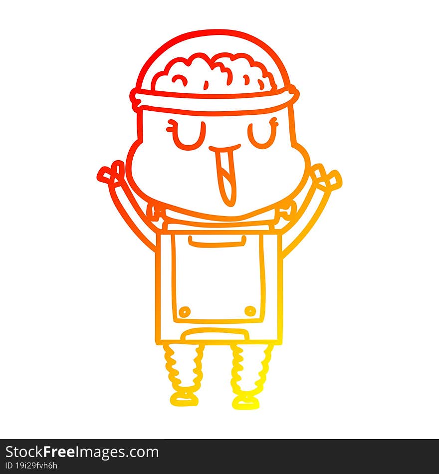 warm gradient line drawing happy cartoon robot