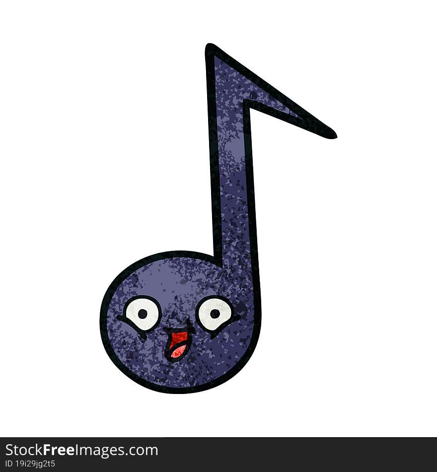 Retro Grunge Texture Cartoon Musical Note