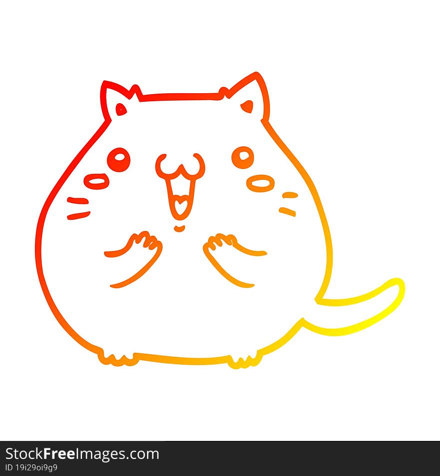 warm gradient line drawing happy cartoon cat