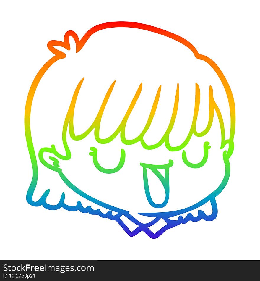 rainbow gradient line drawing cartoon female face