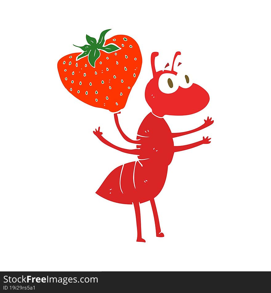 flat color illustration of ant carrying food. flat color illustration of ant carrying food