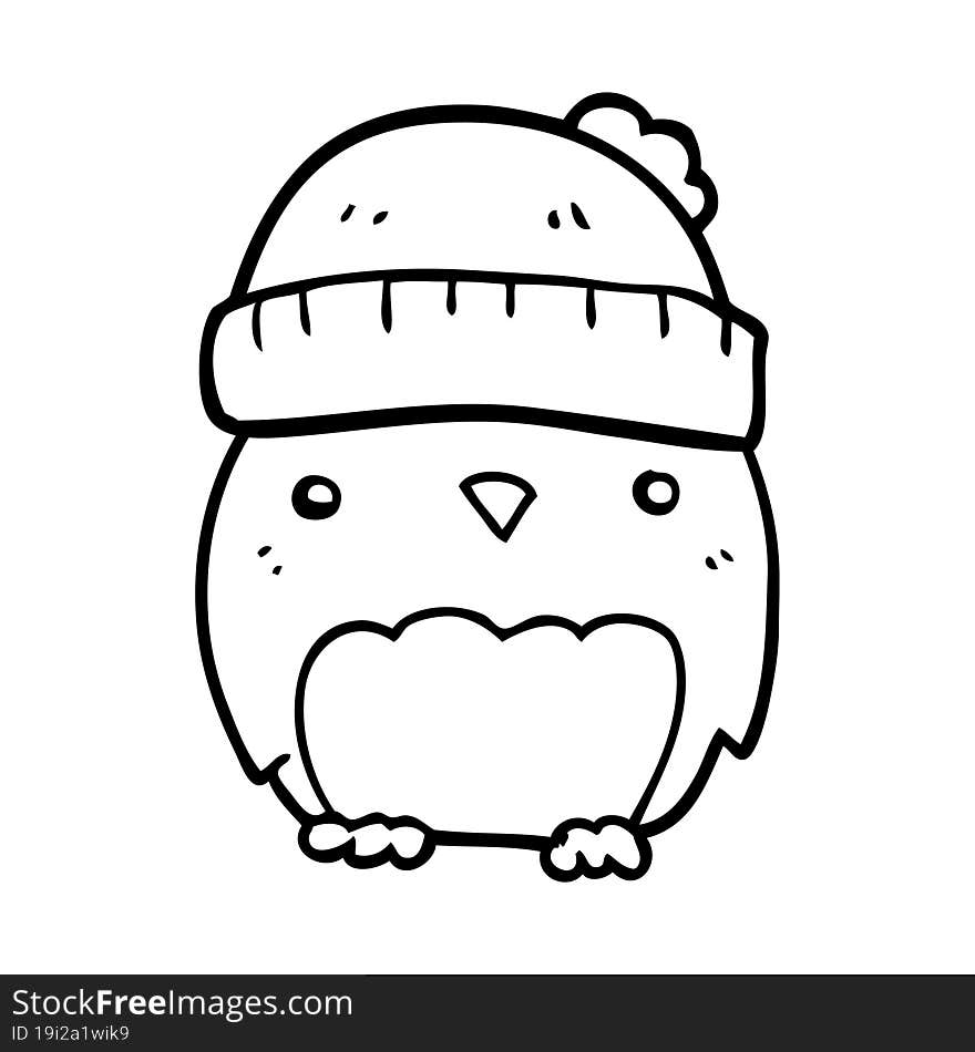 Cute Cartoon Owl In Hat