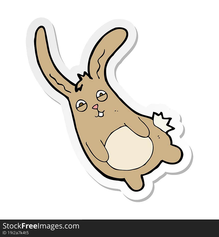 sticker of a funny cartoon rabbit