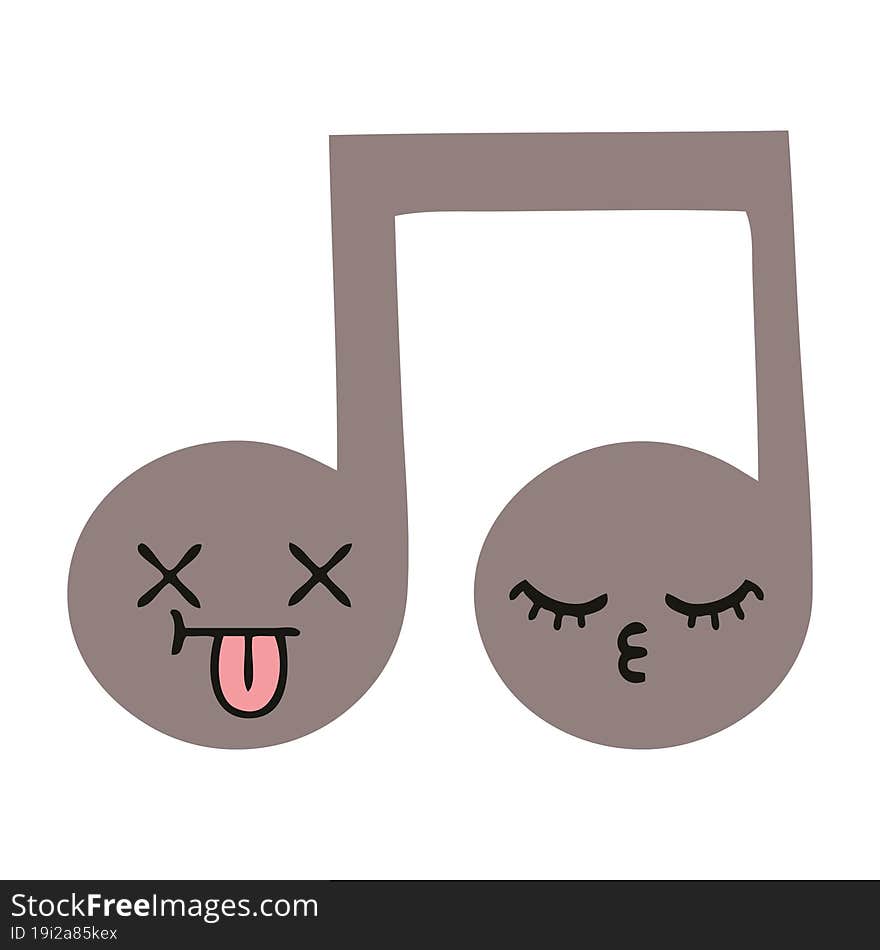 flat color retro cartoon musical note