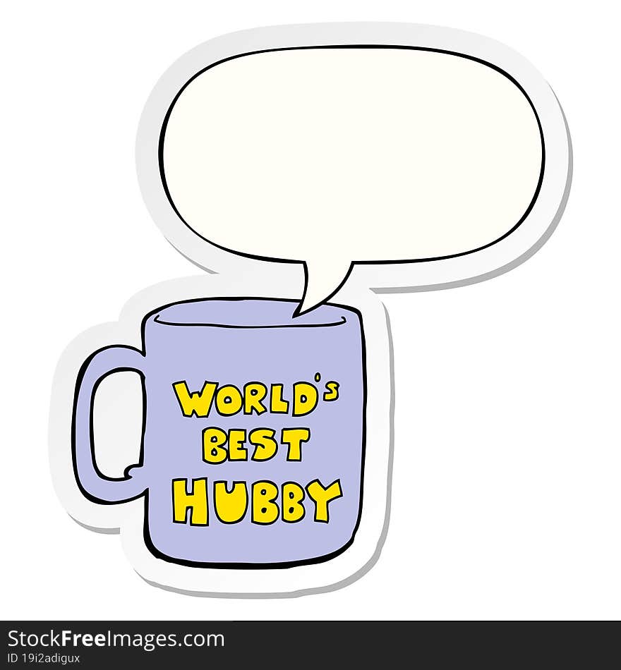 worlds best hubby mug and speech bubble sticker