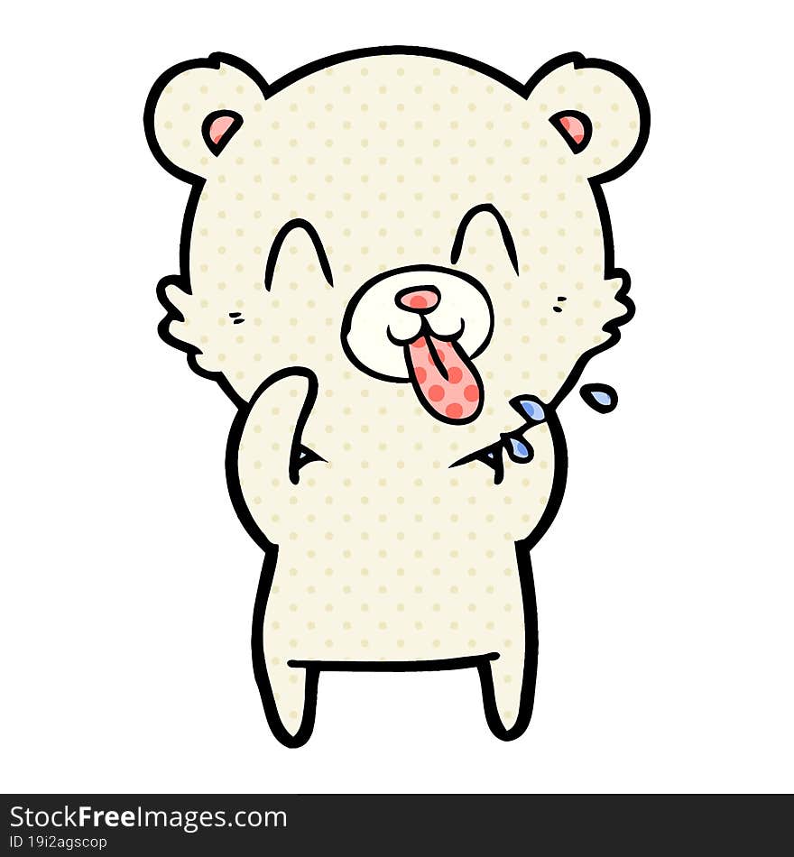 rude cartoon polar bear sticking out tongue. rude cartoon polar bear sticking out tongue