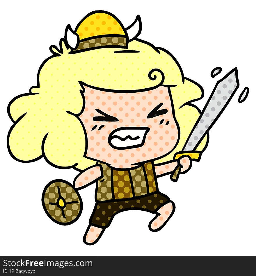 cartoon of kawaii viking child