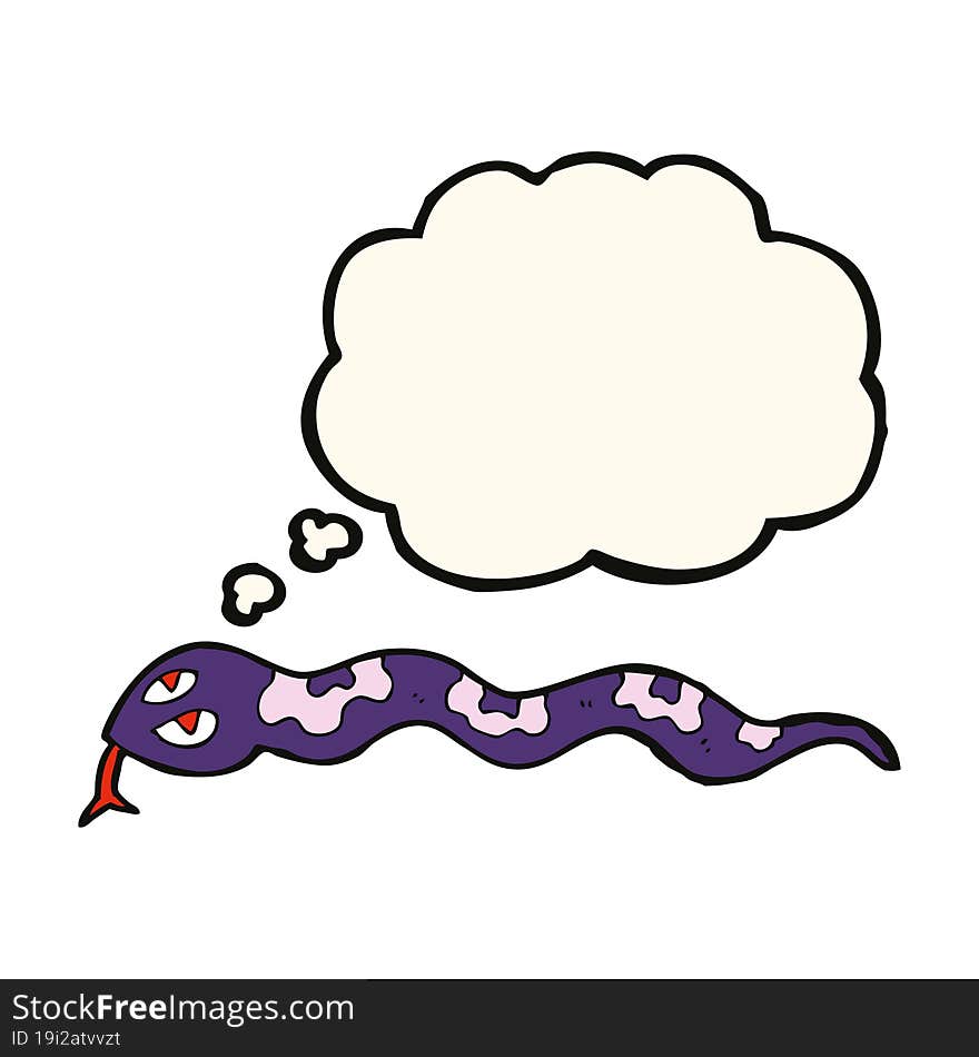 cartoon hissing snake with thought bubble