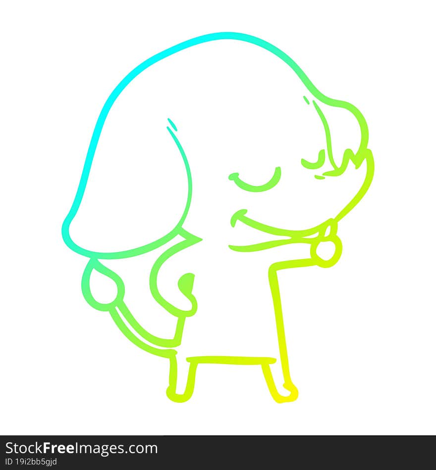 cold gradient line drawing cartoon smiling elephant