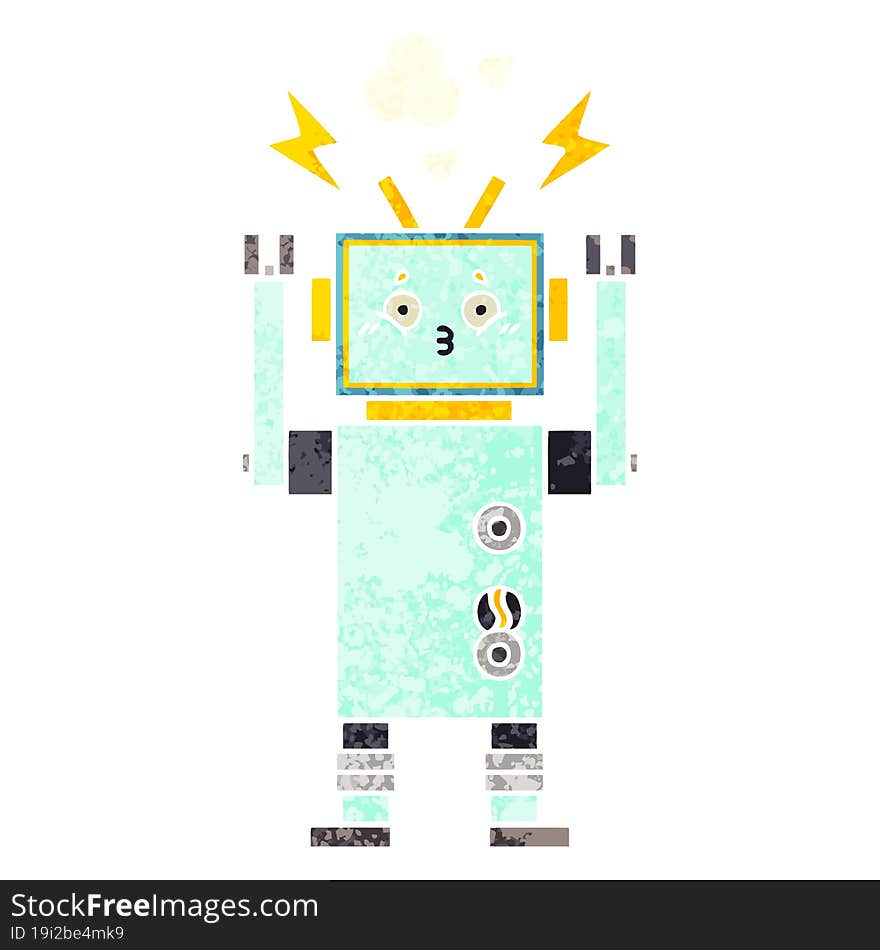 Retro Illustration Style Cartoon Robot