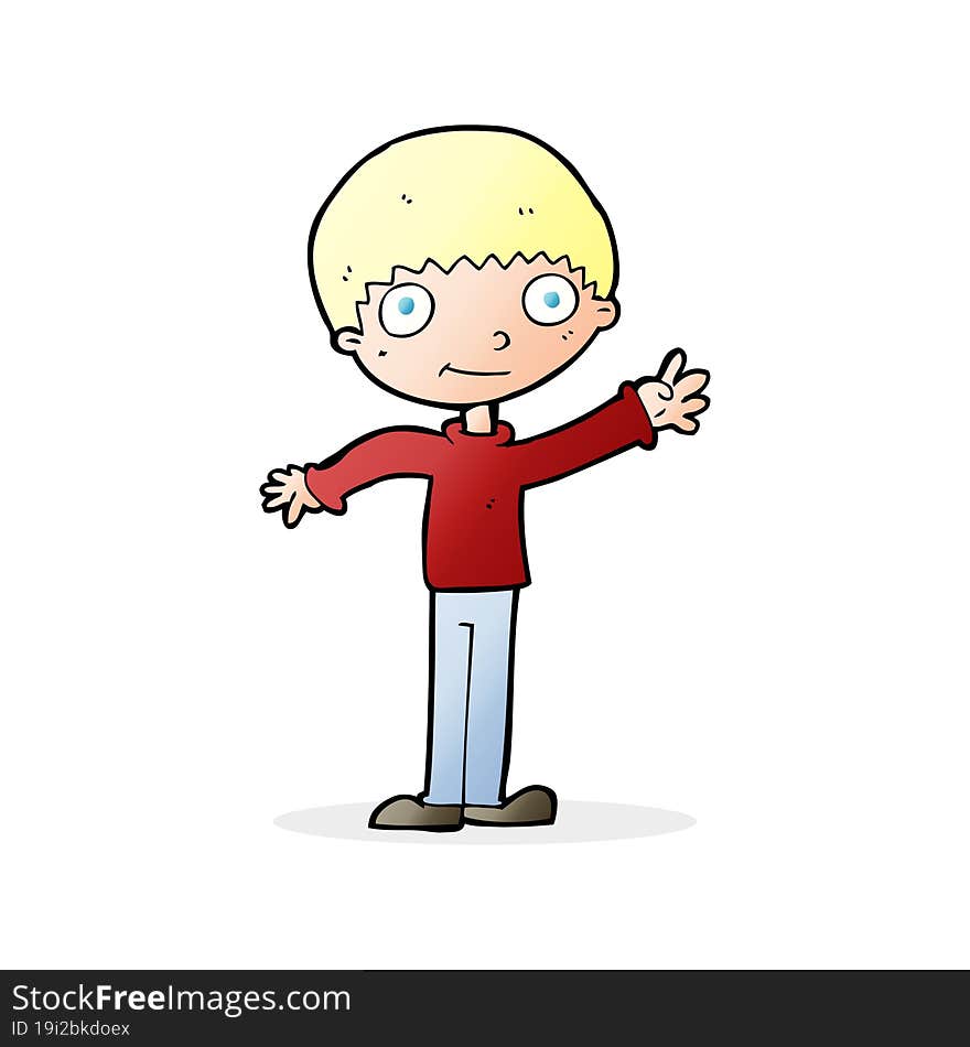 Cartoon Happy Waving Boy