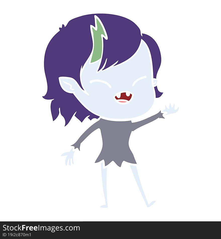 Flat Color Style Cartoon Laughing Vampire Girl