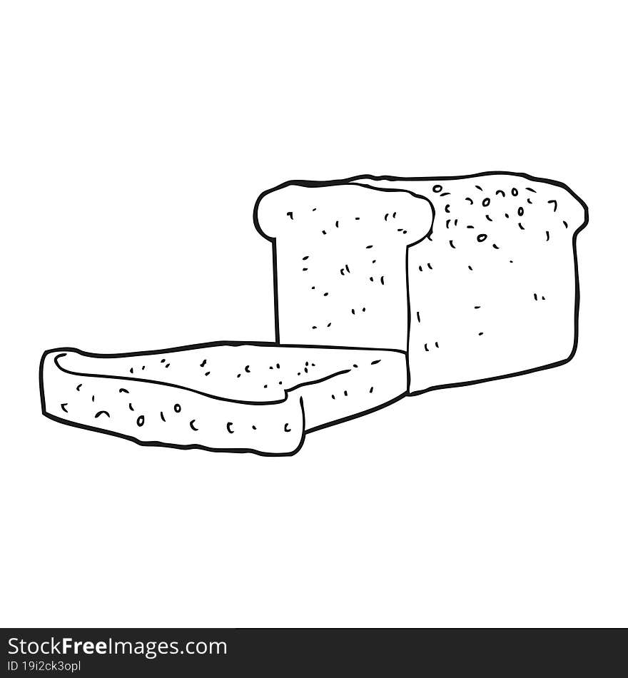 black and white cartoon loaf of bread