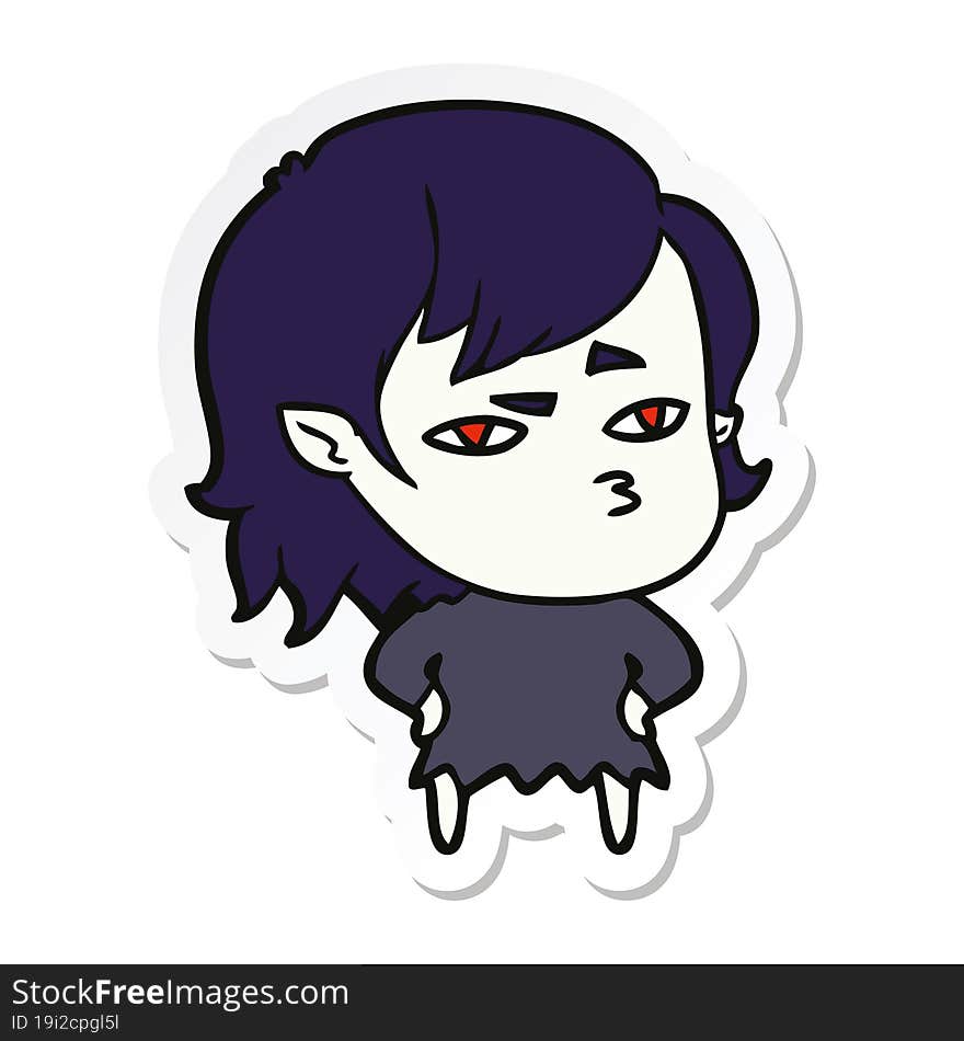 sticker of a cartoon vampire girl