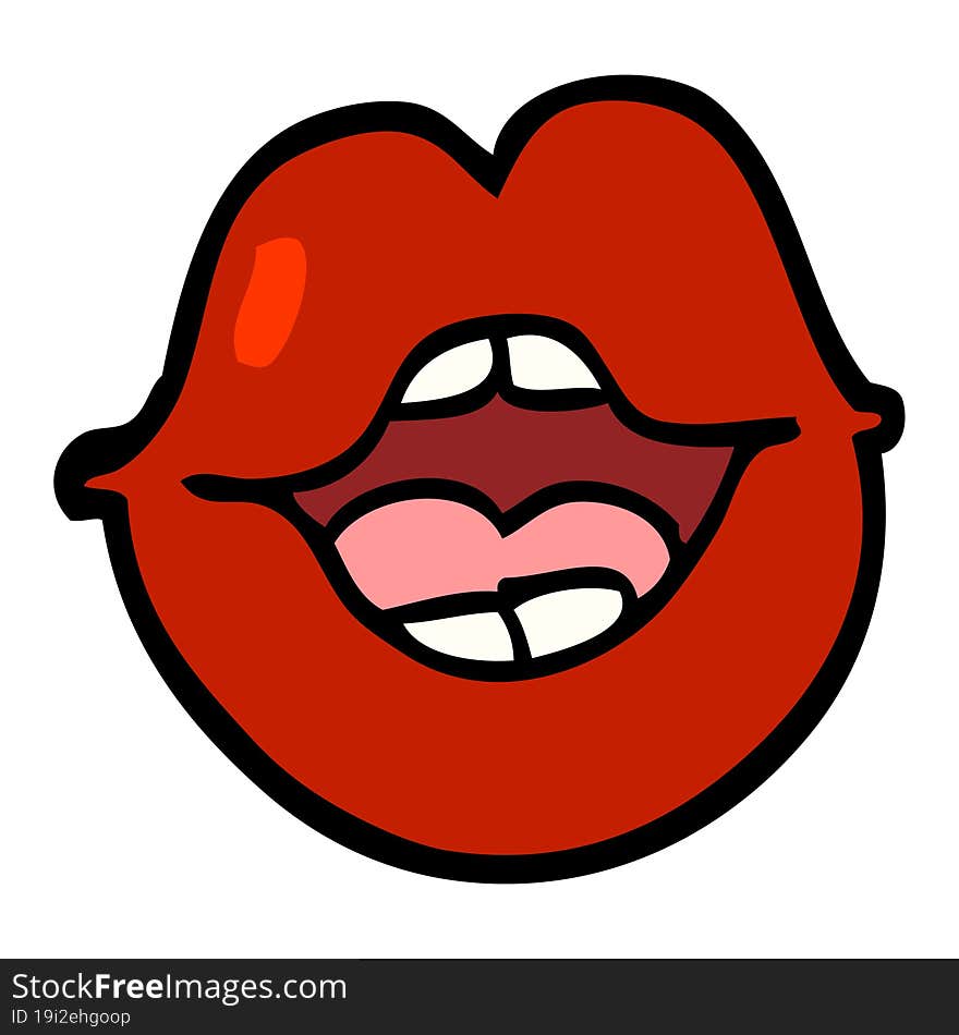 hand drawn doodle style cartoon red lips