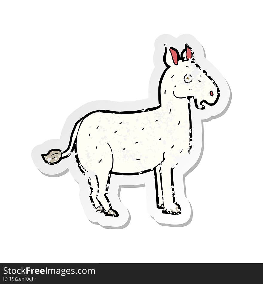 retro distressed sticker of a cartoon mule