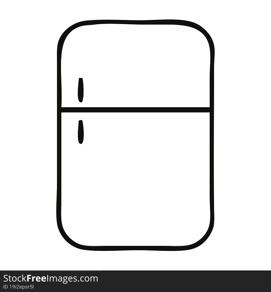 Line Drawing Cartoon Fridge Freezer