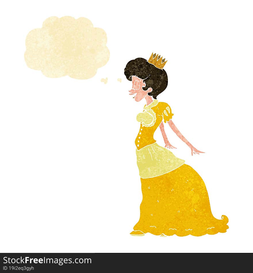 cartoon princess with thought bubble