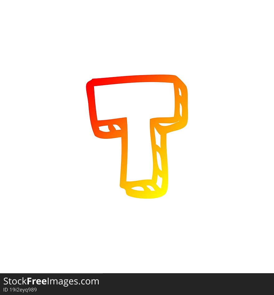 warm gradient line drawing cartoon letter t