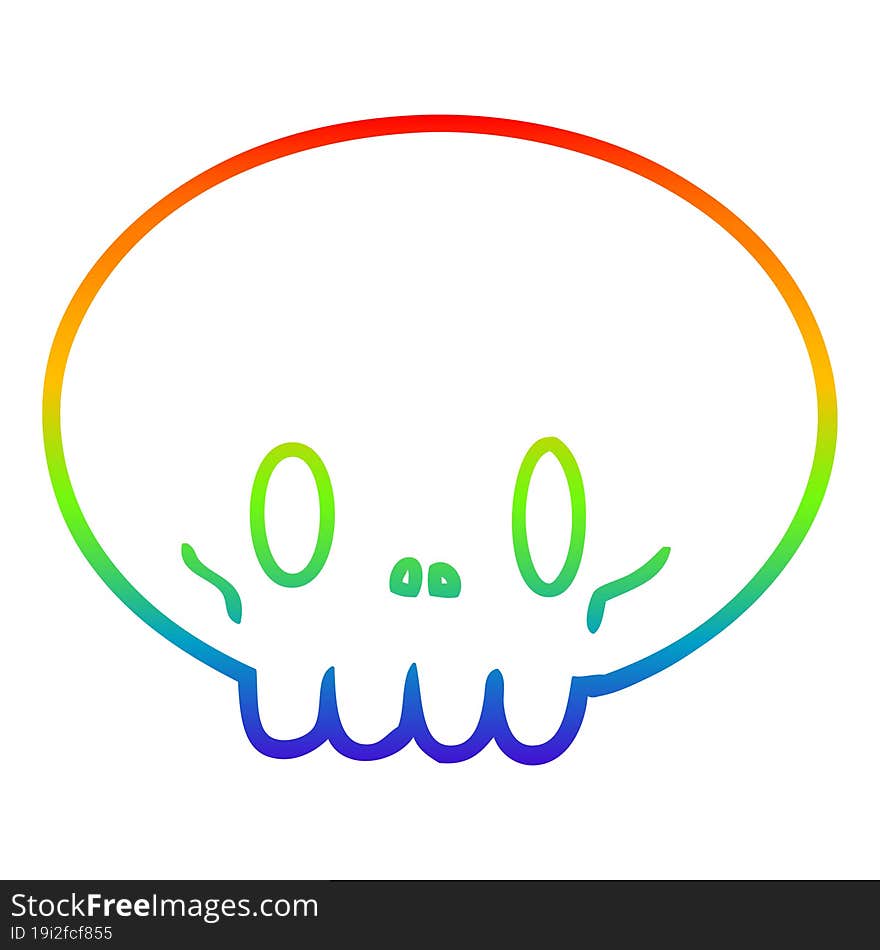 rainbow gradient line drawing cartoon skull