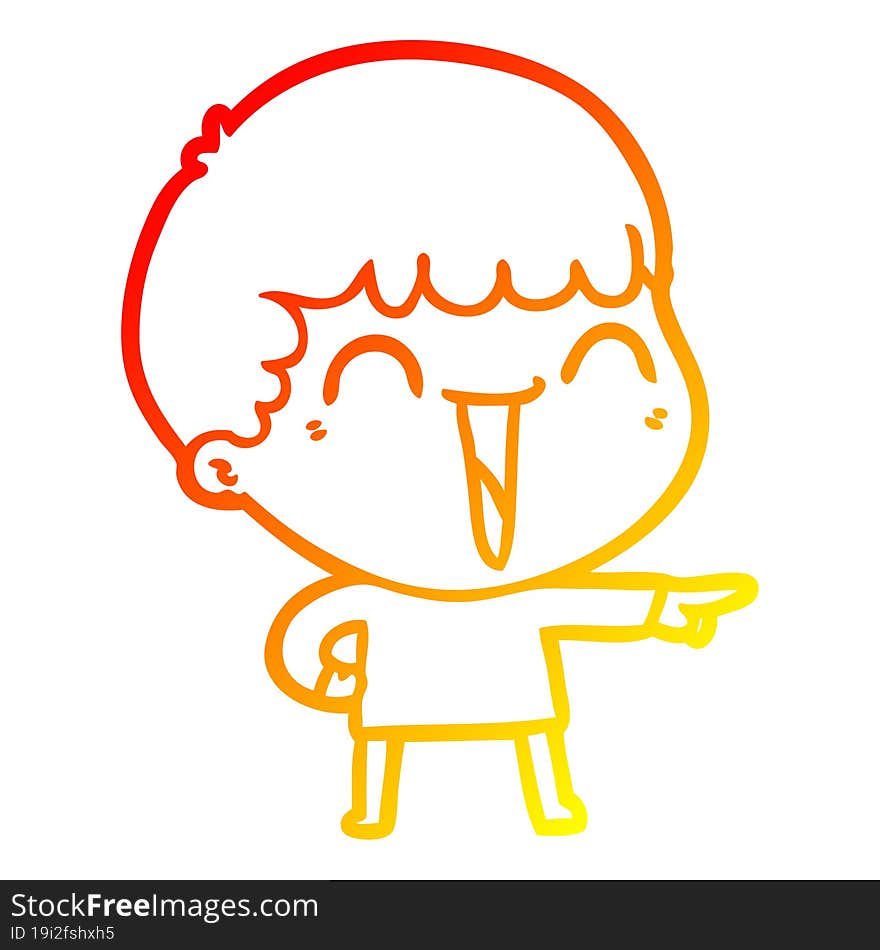 warm gradient line drawing of a cartoon happy man