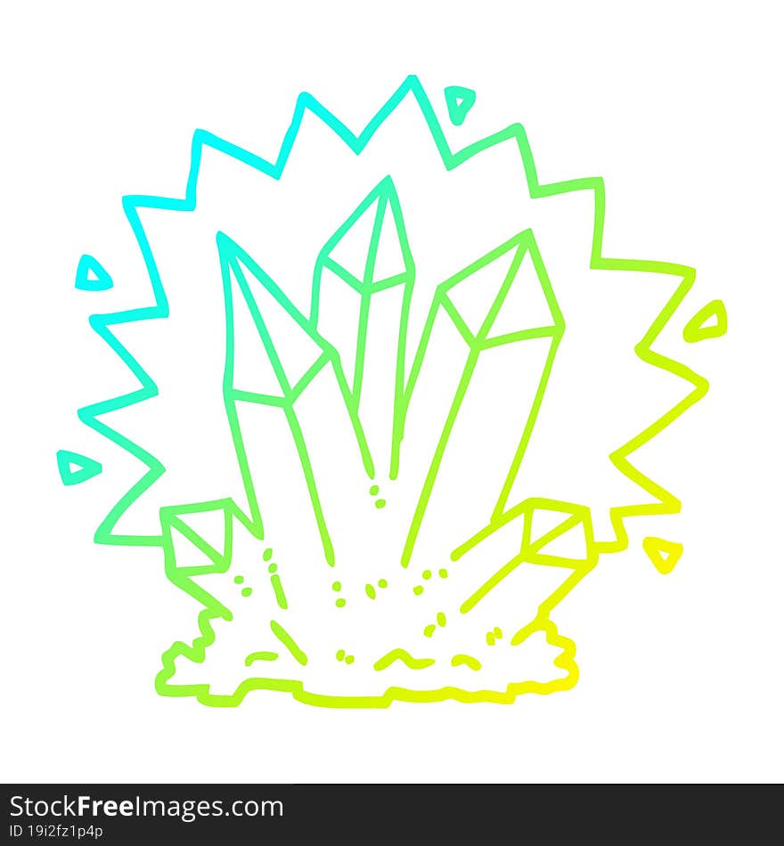 Cold Gradient Line Drawing Cartoon Natural Crystals