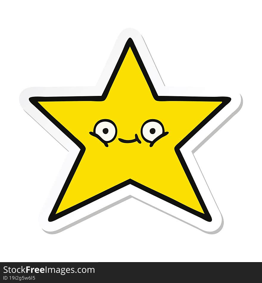 sticker of a cute cartoon gold star