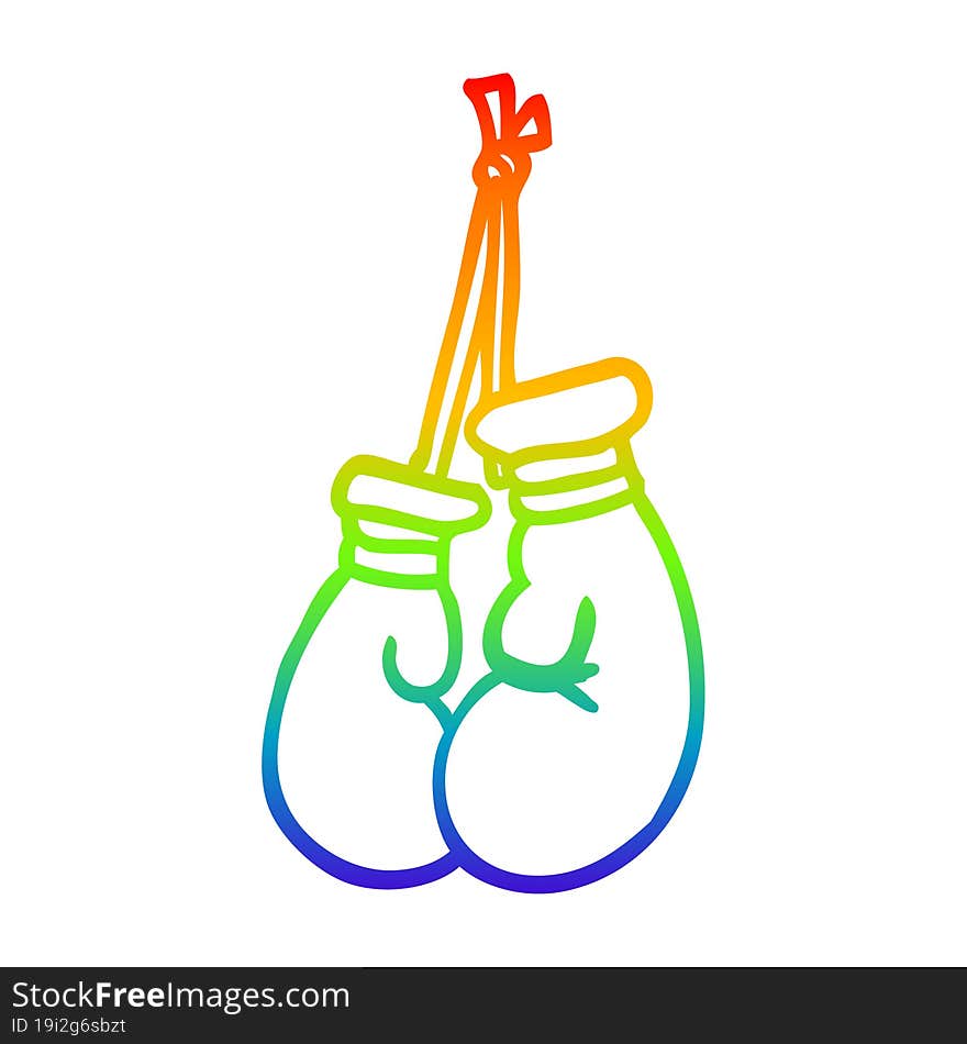 rainbow gradient line drawing of a cartoon boxing gloves