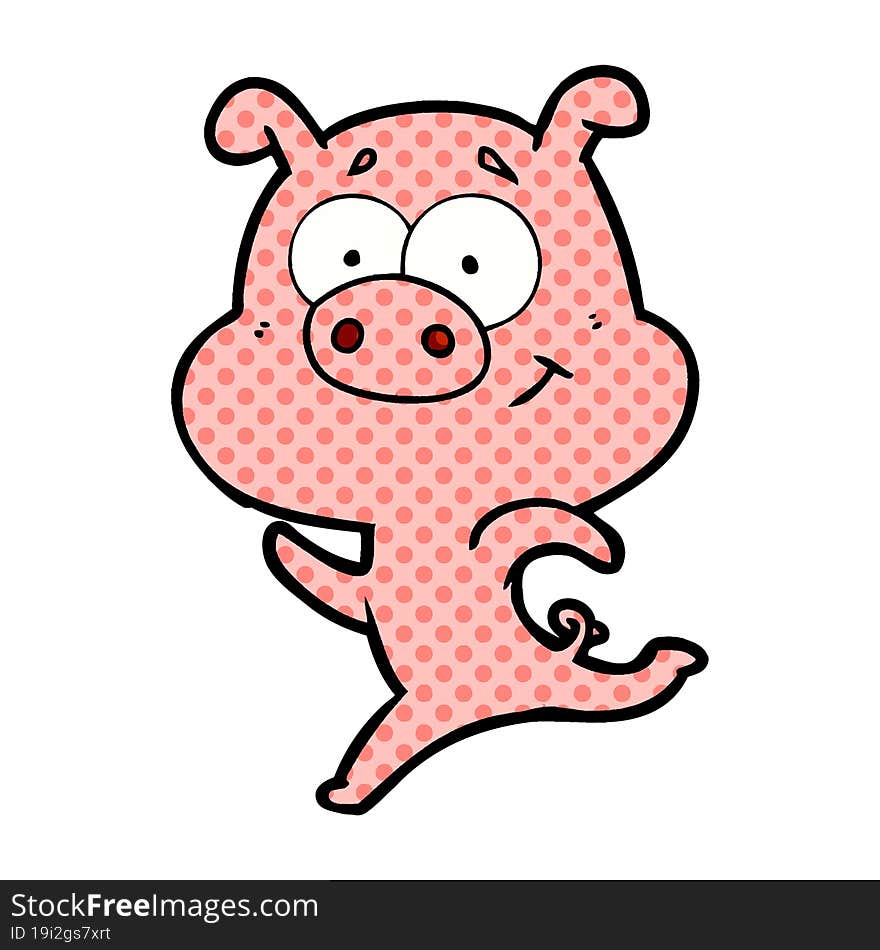 happy cartoon pig running. happy cartoon pig running