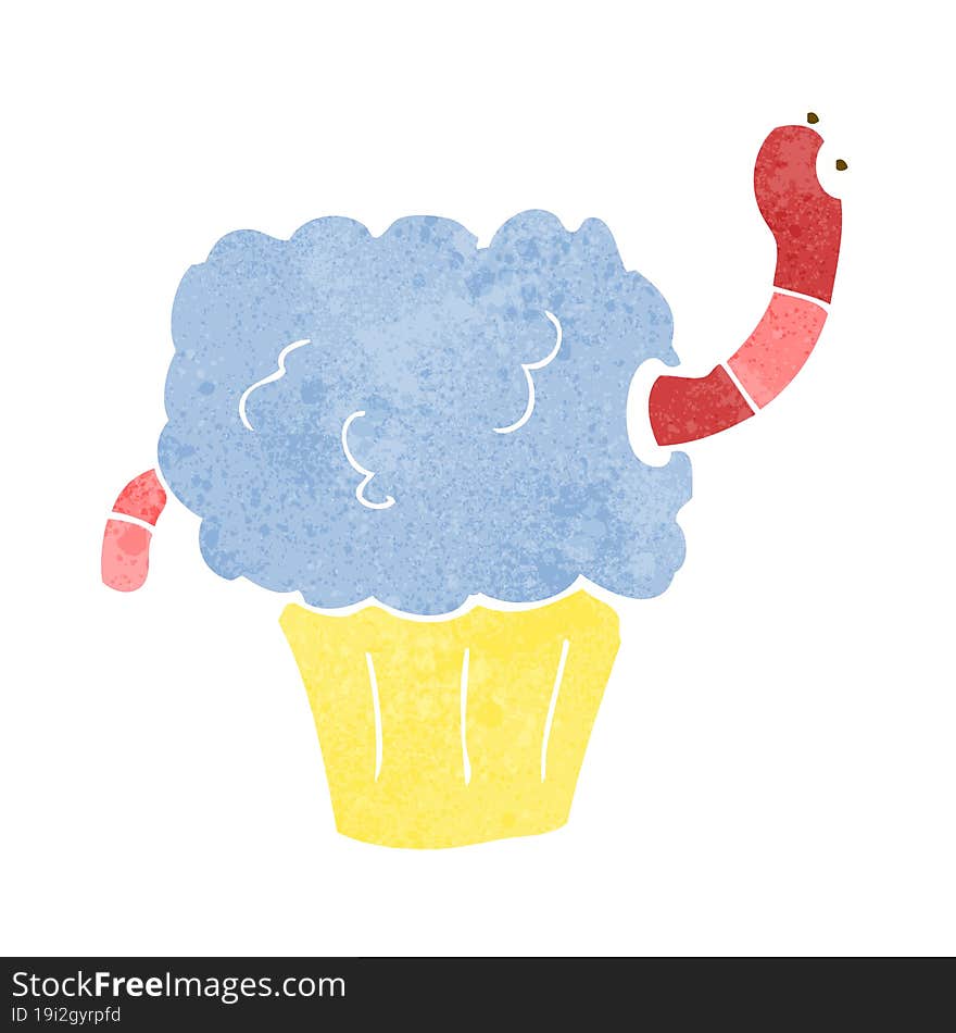 Cartoon Worm In Cupcake