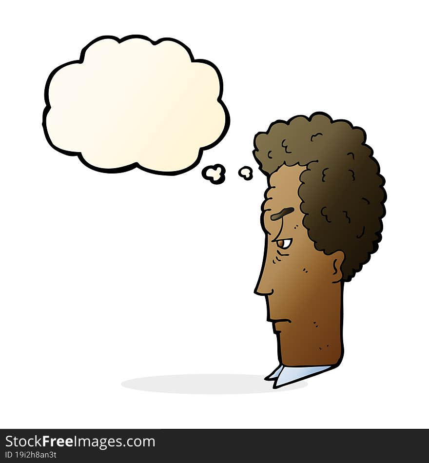 cartoon annoyed man with thought bubble