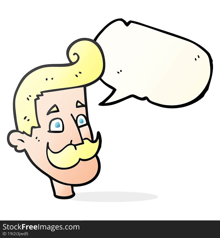 speech bubble cartoon man with mustache