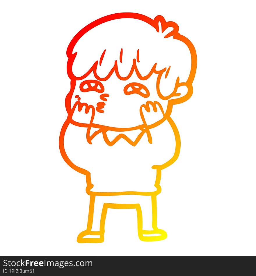 Warm Gradient Line Drawing Cartoon Curious Man