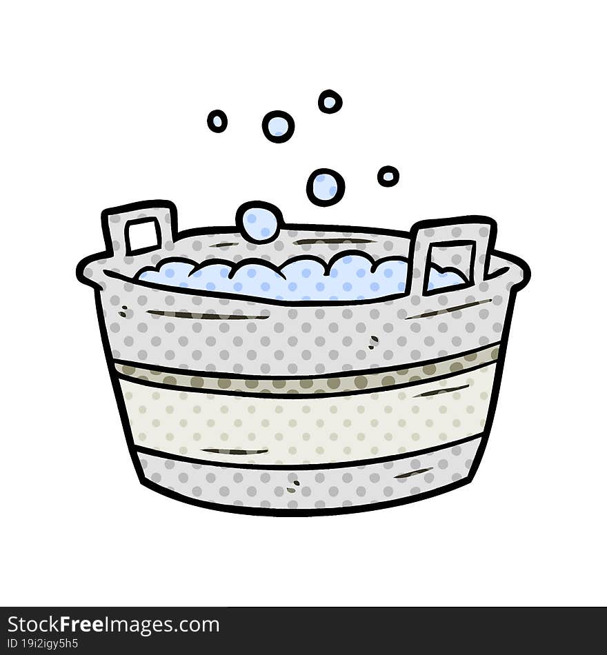 cartoon old tin bath full of water. cartoon old tin bath full of water