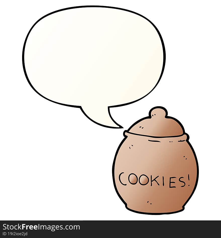 cartoon cookie jar with speech bubble in smooth gradient style