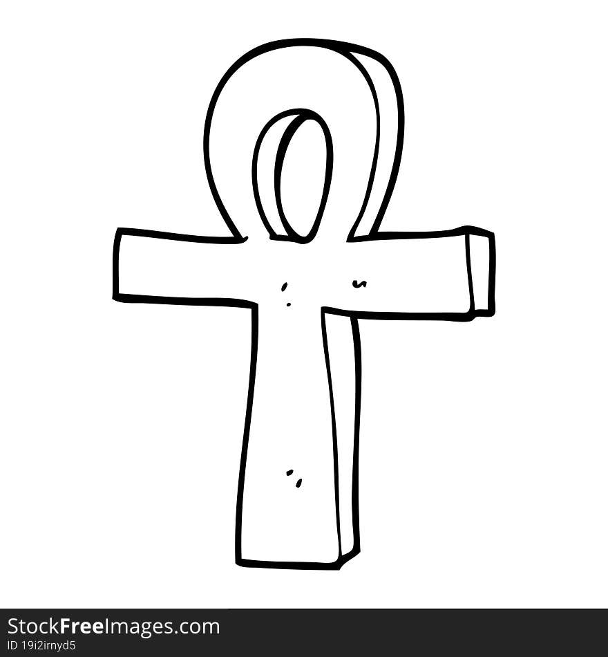 line drawing cartoon of an ankh