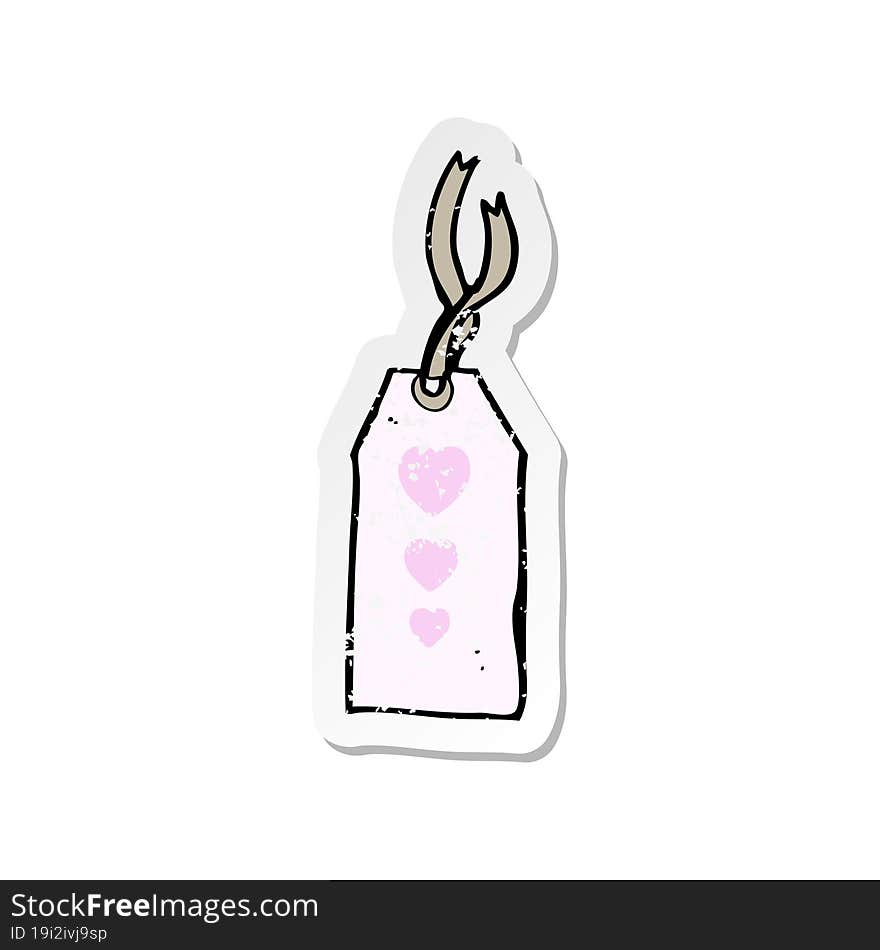 retro distressed sticker of a cartoon luggage tag